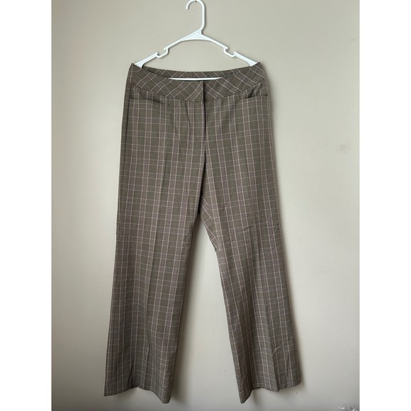 ie Plaid Career Pants Women's Size 12 Trousers Brown Pink Neutral - Picture 1 of 7